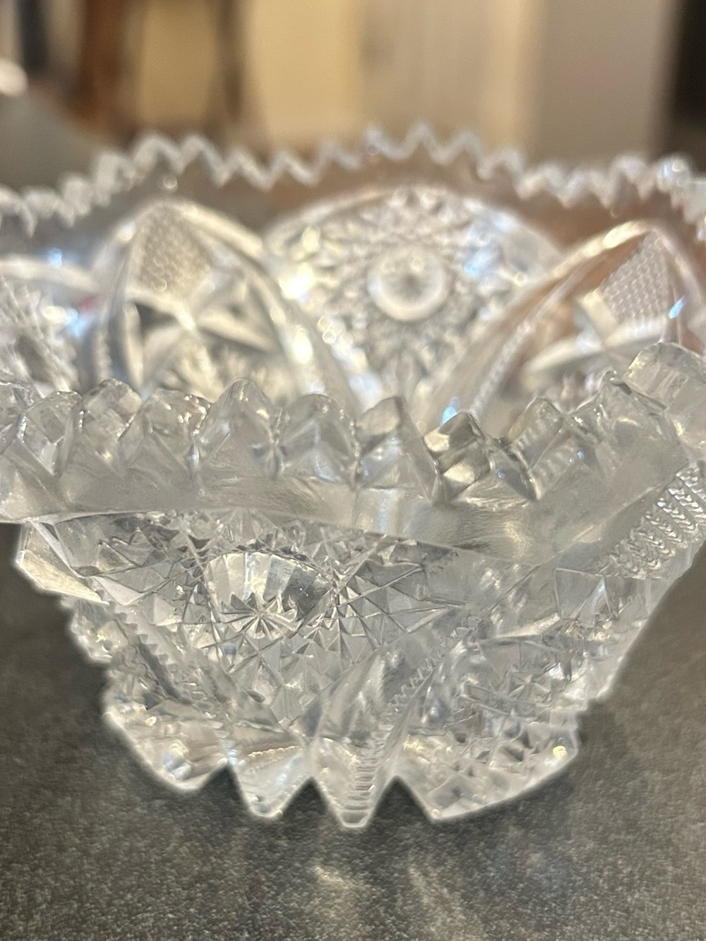 Imperial Nucut Heavy Pressed Cut Glass Decorative Bowl - Clear- Vintage